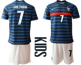 Wholesale Cheap 2021 France home Youth 7 soccer jerseys