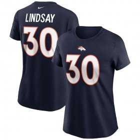 Wholesale Cheap Denver Broncos #30 Phillip Lindsay Nike Women\'s Team Player Name & Number T-Shirt Navy