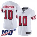 Wholesale Cheap Nike 49ers #10 Jimmy Garoppolo White Rush Women's Stitched NFL Limited 100th Season Jersey