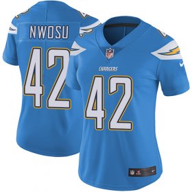 Wholesale Cheap Nike Chargers #42 Uchenna Nwosu Electric Blue Alternate Women\'s Stitched NFL Vapor Untouchable Limited Jersey
