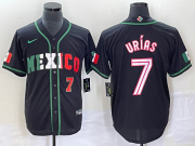 Wholesale Cheap Men's Mexico Baseball #7 Julio Urias Number 2023 Black White World Classic Stitched Jersey1