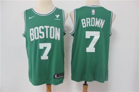 Wholesale Cheap Men\'s Boston Celtics #7 Jaylen Brown Green 2021 Nike Swingman Stitched NBA Jersey With NEW Sponsor Logo