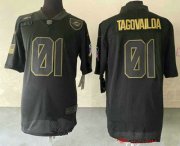 Wholesale Cheap Men's Miami Dolphins #01 Tua Tagovailoa Black 2020 Salute To Service Stitched NFL Nike Limited Jersey
