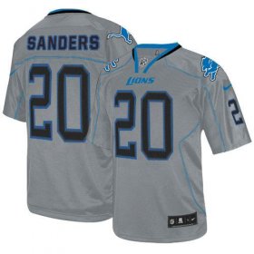 Wholesale Cheap Nike Lions #20 Barry Sanders Lights Out Grey Men\'s Stitched NFL Elite Jersey