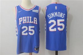 Wholesale Cheap Men\'s Philadelphia 76ers #25 Ben Simmons New Royal Blue 2017-2018 Nike Swingman Stitched NBA Jersey