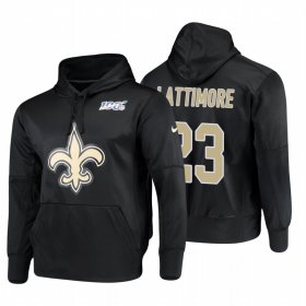 Wholesale Cheap New Orleans Saints #23 Marshon Lattimore Nike NFL 100 Primary Logo Circuit Name & Number Pullover Hoodie Black