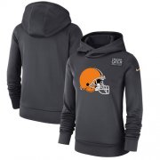 Wholesale Cheap Women's Cleveland Browns Nike Anthracite Crucial Catch Performance Pullover Hoodie