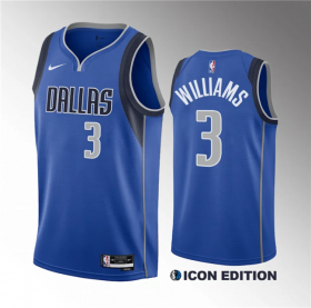 Wholesale Cheap Men\'s Dallas Mavericks #3 Grant Williams Blue Icon Edition Stitched Basketball Jersey