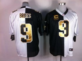 Wholesale Cheap Nike Saints #9 Drew Brees White/Black Men\'s Stitched NFL Elite Split Jersey