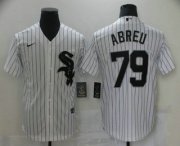 Wholesale Cheap Men's Chicago White Sox #79 Jose Abreu White Pinstripe Stitched MLB Cool Base Nike Jersey
