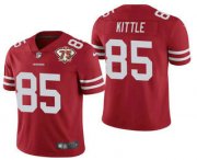 Wholesale Cheap Men's San Francisco 49ers #85 George Kittle Red 75th Anniversary Patch 2021 Vapor Untouchable Stitched Nike Limited Jersey