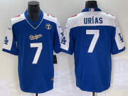 Wholesale Cheap Men's Los Angeles Dodgers #7 Julio Urias Blue Vin Scully Patch Pullover Stitched Jersey