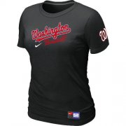 Wholesale Cheap Women's MLB Washington Nationals Black Nike Short Sleeve Practice T-Shirt