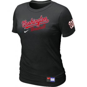 Wholesale Cheap Women\'s MLB Washington Nationals Black Nike Short Sleeve Practice T-Shirt