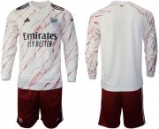 Wholesale Cheap Men 2020-2021 club Arsenal away long sleeve white Soccer Jerseys