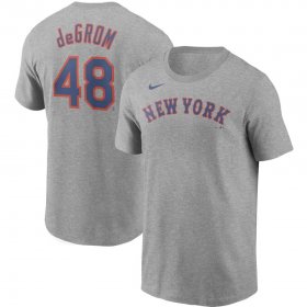 Wholesale Cheap New York Mets #48 Jacob deGrom Nike Name & Number T-Shirt Gray
