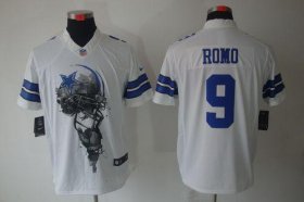 Wholesale Cheap Nike Cowboys #9 Tony Romo White Men\'s Stitched NFL Helmet Tri-Blend Limited Jersey