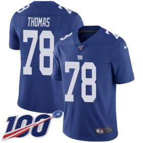 Wholesale Cheap Nike Giants #78 Andrew Thomas Royal Blue Team Color Men\'s Stitched NFL 100th Season Vapor Untouchable Limited Jersey