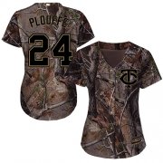 Wholesale Cheap Twins #24 Trevor Plouffe Camo Realtree Collection Cool Base Women's Stitched MLB Jersey