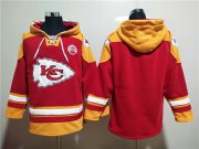 Wholesale Men's Kansas City Chiefs Blank Red Lace-Up Pullover Hoodie
