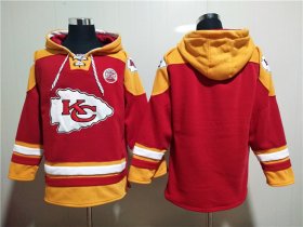 Wholesale Men\'s Kansas City Chiefs Blank Red Lace-Up Pullover Hoodie