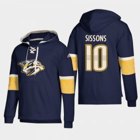 Wholesale Cheap Nashville Predators #10 Colton Sissons Navy adidas Lace-Up Pullover Hoodie