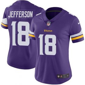 Wholesale Cheap Nike Vikings #18 Justin Jefferson Purple Team Color Women\'s Stitched NFL Vapor Untouchable Limited Jersey