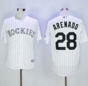 Wholesale Cheap Rockies #28 Nolan Arenado White Strip New Cool Base Stitched MLB Jersey