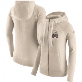Wholesale Cheap Cleveland Browns Nike Women\'s Gym Vintage Full-Zip Hoodie Heathered Gray