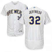 Wholesale Cheap Brewers #32 Jeremy Jeffress White Strip Flexbase Authentic Collection Stitched MLB Jersey
