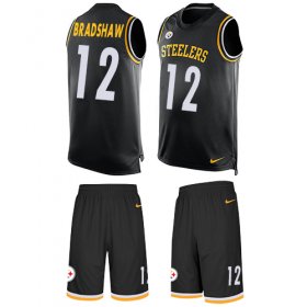 Wholesale Cheap Nike Steelers #12 Terry Bradshaw Black Team Color Men\'s Stitched NFL Limited Tank Top Suit Jersey