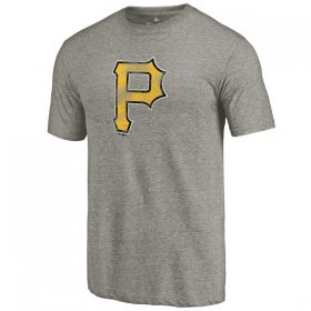 Wholesale Cheap Men\'s Pittsburgh Pirates Ash Distressed Team Tri-Blend T-Shirt