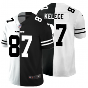 Cheap Kansas City Chiefs #87 Travis Kelce Men's Black V White Peace Split Nike Vapor Untouchable Limited NFL Jersey