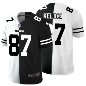 Cheap Kansas City Chiefs #87 Travis Kelce Men\'s Black V White Peace Split Nike Vapor Untouchable Limited NFL Jersey