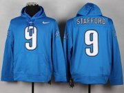 Wholesale Cheap Detroit Lions #9 Matthew Stafford Pullover NFL Hoodie Blue
