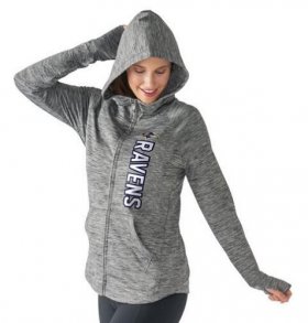 Wholesale Cheap Women\'s NFL Baltimore Ravens G-III 4Her by Carl Banks Recovery Full-Zip Hoodie Heathered Gray