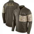 Wholesale Cheap Men's Los Angeles Rams Nike Olive Salute to Service Sideline Hybrid Half-Zip Pullover Jacket