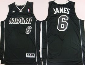 Wholesale Cheap Miami Heat #6 LeBron James Revolution 30 Swingman All Black With White Jersey