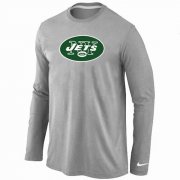 Wholesale Cheap Nike New York Jets Logo Long Sleeve T-Shirt Grey
