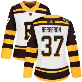Wholesale Cheap Adidas Bruins #37 Patrice Bergeron White Authentic 2019 Winter Classic Women\'s Stitched NHL Jersey