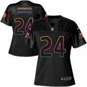 Wholesale Cheap Nike Browns #24 Nick Chubb Black Women's NFL Fashion Game Jersey