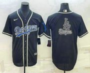 Cheap Men's Los Angeles Dodgers Big Logo Black Cool Base Stitched Baseball Jersey
