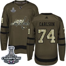 Wholesale Cheap Adidas Capitals #74 John Carlson Green Salute to Service Stanley Cup Final Champions Stitched NHL Jersey