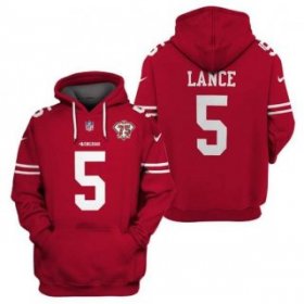 Wholesale Cheap Men\'s San Francisco 49ers #5 Trey Lance 2021 75th Anniversary Alternate Pullover Hoodie