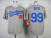 Wholesale Cheap Dodgers #99 Hyun-Jin Ryu Grey Cool Base Stitched MLB Jersey