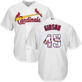 Wholesale Cheap Cardinals #45 Bob Gibson White Team Logo Fashion Stitched MLB Jersey
