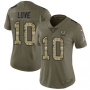 Wholesale Cheap Nike Packers #10 Jordan Love Olive/Camo Women's Stitched NFL Limited 2017 Salute To Service Jersey
