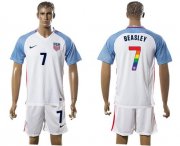 Wholesale Cheap USA #7 Beasley White Rainbow Soccer Country Jersey