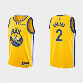 Wholesale Cheap Men\'s Golden State Warriors #2 Ryan Rollins 2022 Yellow Stitched Basketball Jersey