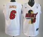 Wholesale Cheap Miami Heat #6 LeBron James 2012 NBA Finals Champions White With Red Jersey